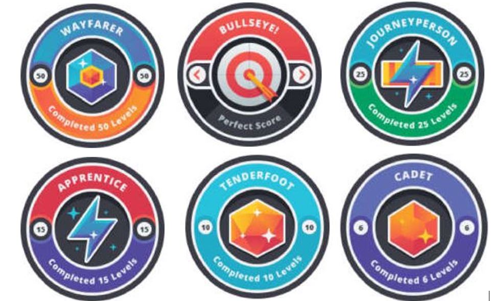 six badges earned from code school